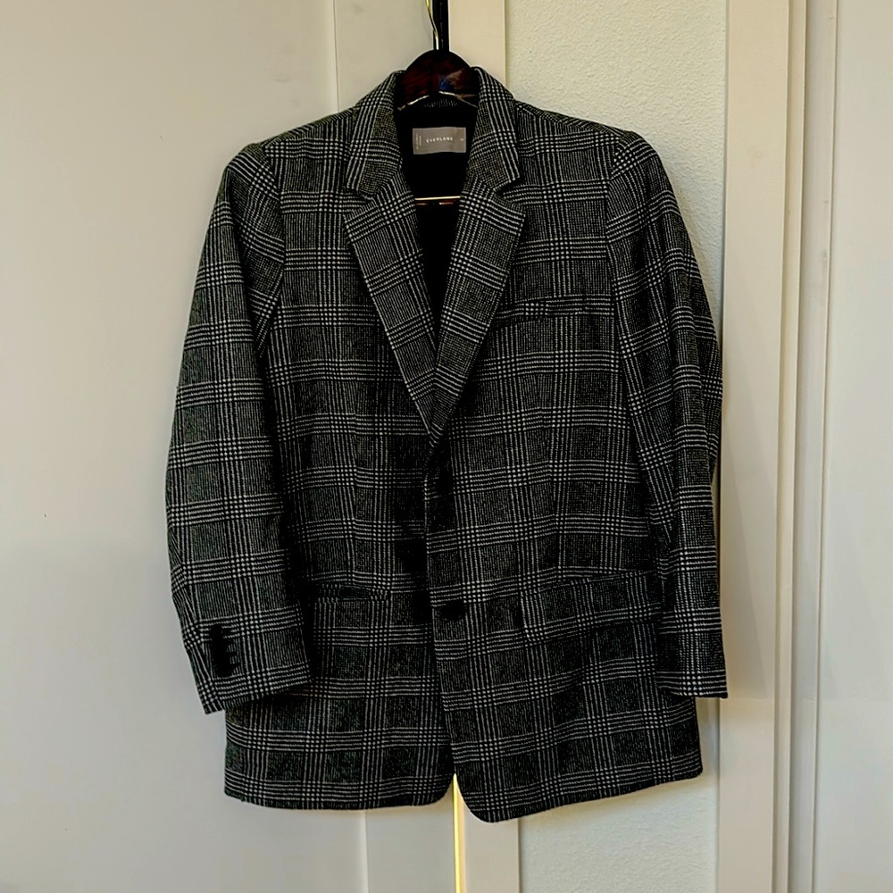 Everlane Italian Wool Glen Plaid Oversized Blazer Size 10